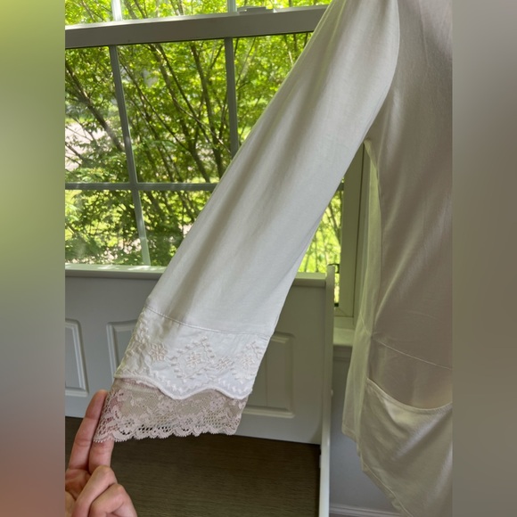 New LOGO By Lori Goldstein Cotton Embroidered Lace Front Hook Closure Tunic Top - Picture 5 of 16